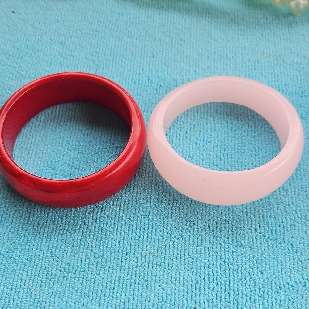 Vtg Translucent Bangles Red Swirled And Petal Pink